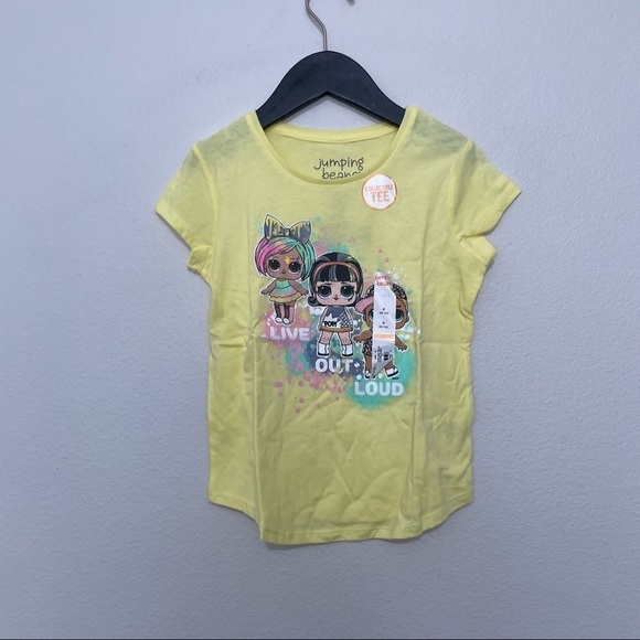 NWT jumping beans LOL dolls yellow graphic tee sz.6 short sleeve - Picture 1 of 3